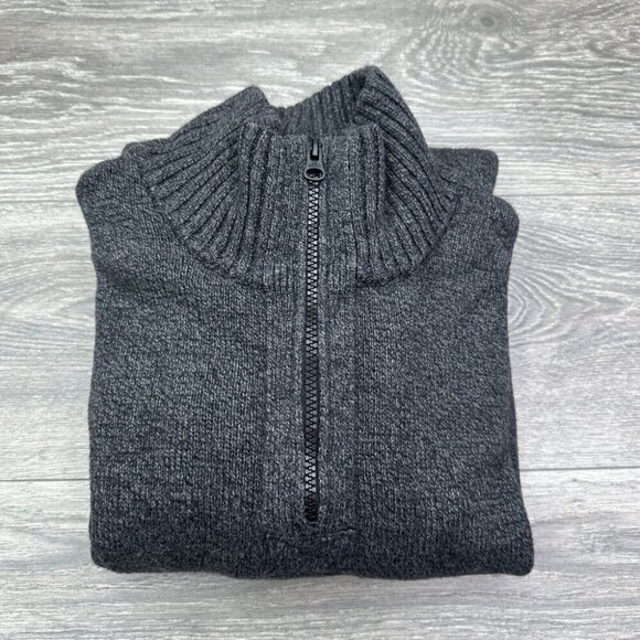 American Eagle Seriously Soft Quarter Zip Sweater Mens Large Tall LT Gray Ribbed - Picture 13 of 14